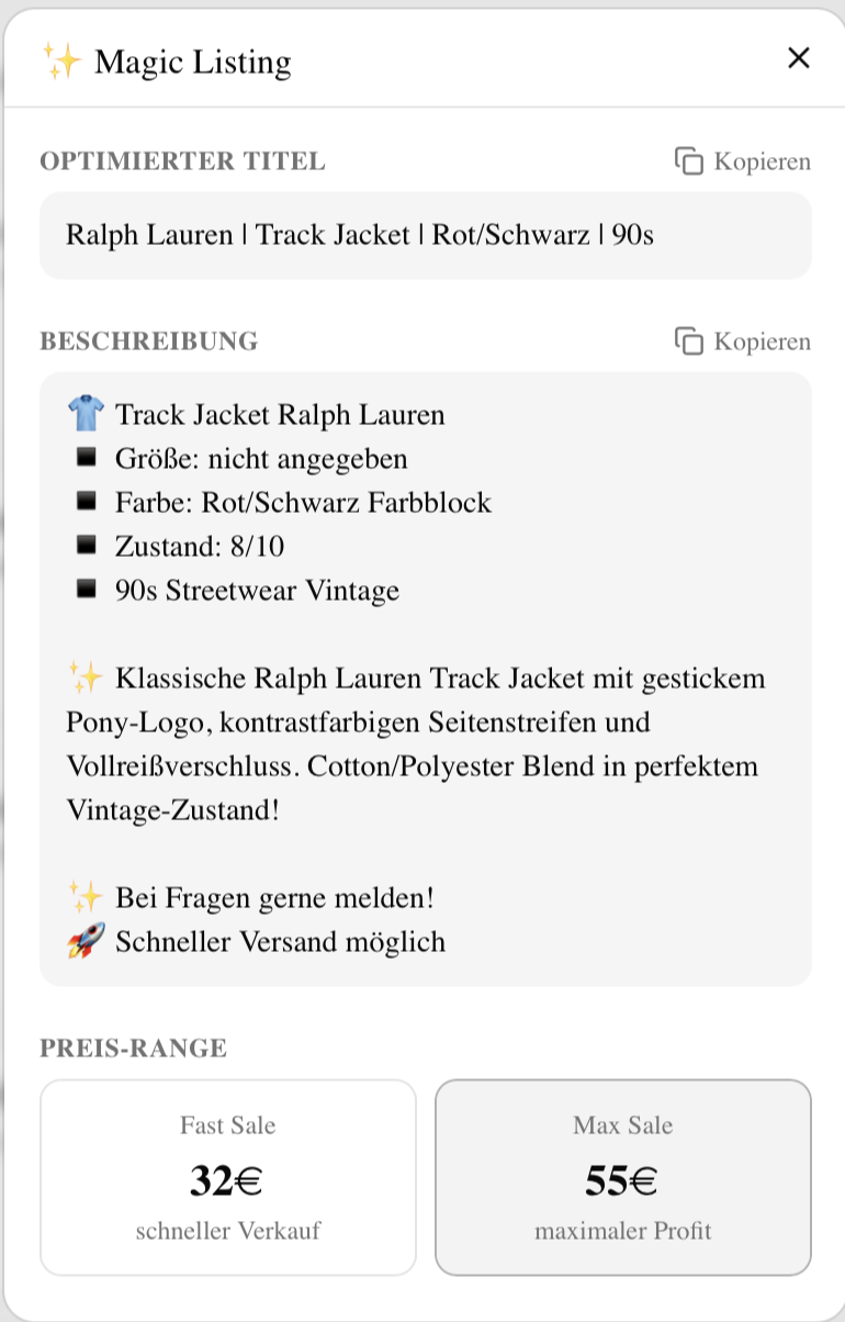 Preise aus echten Vinted-Daten